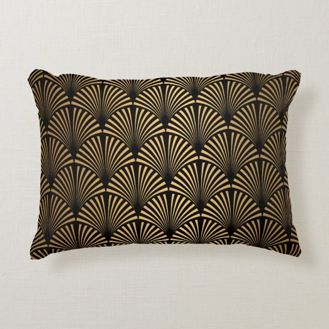 Art Deco Pattern. Seamless black and gold backgrou Accent Pillow (Front)
