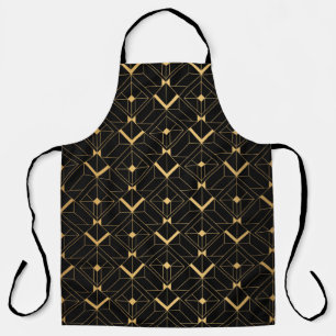 Art Deco Pattern. Seamless black and gold backgrou Apron