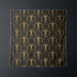 Art Deco Pattern. Seamless black and gold backgrou Tapestry<br><div class="desc">Art Deco Pattern. Seamless black and gold background. Metallic shells or scales lace ornament. Minimalistic geometric design. Vintage lines. 1920-30s motifs. Luxury vintage illustration</div>