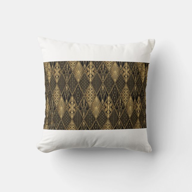 Art Deco Pattern. Seamless black and gold backgrou Throw Pillow (Front)