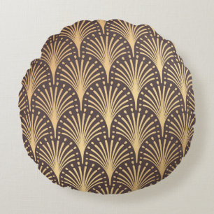 Art Deco Pattern. Seamless golden background. Mini Round Pillow