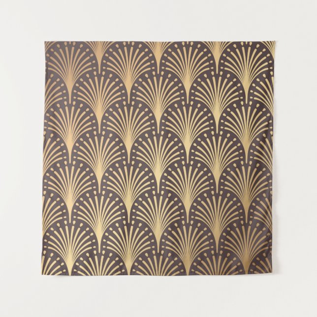 Art Deco Pattern. Seamless golden background. Mini Tapestry (Front)
