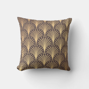 Art Deco Pattern. Seamless golden background. Mini Throw Pillow