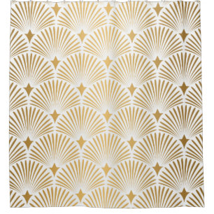 Art Deco Pattern. Seamless white and gold backgrou