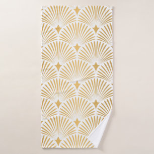 Art Deco Pattern. Seamless white and gold backgrou