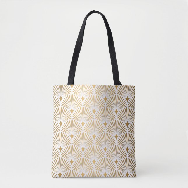 Art Deco Pattern. Seamless white and gold backgrou Tote Bag (Front)