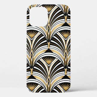 Art Deco pattern. Vintage gold black white backgro iPhone 12 Case