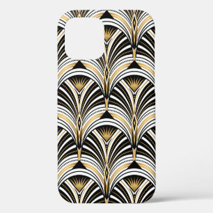 Art Deco pattern. Vintage gold black white backgro iPhone 12 Case