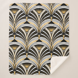 Art Deco pattern. Vintage gold black white backgro Sherpa Blanket