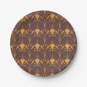 Art Deco pattern with fan-shaped motifs Paper Plate
