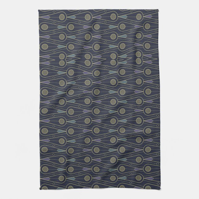 Art Deco pattern with geometric shapes in gold Kitchen Towel (Vertical)