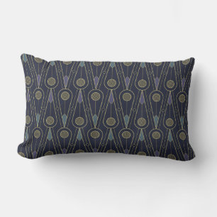 Art Deco pattern with geometric shapes in gold Lumbar Pillow