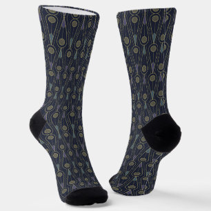 Art Deco pattern with geometric shapes in gold Socks