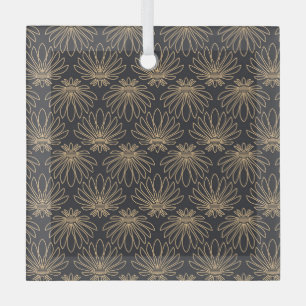 Art Deco pattern with gold floral motifs  Glass Ornament