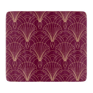 Art Deco pattern with gold geometric fan motifs  Cutting Board