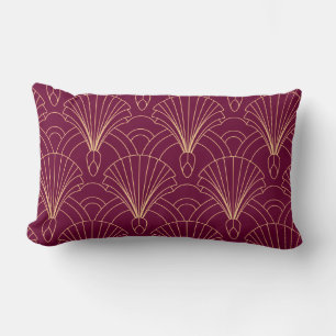 Art Deco pattern with gold geometric fan motifs  Lumbar Pillow