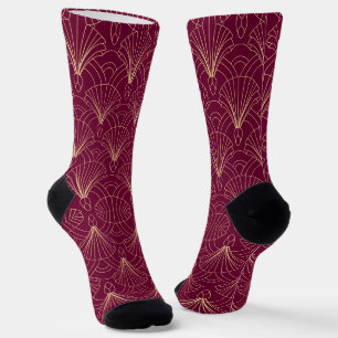 Art Deco pattern with gold geometric fan motifs  Socks