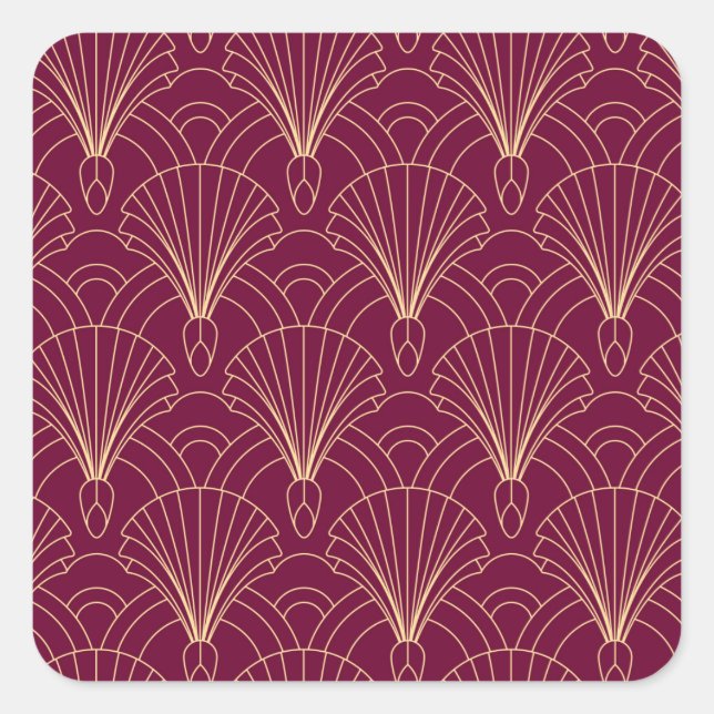 Art Deco pattern with gold geometric fan motifs  Square Sticker (Front)