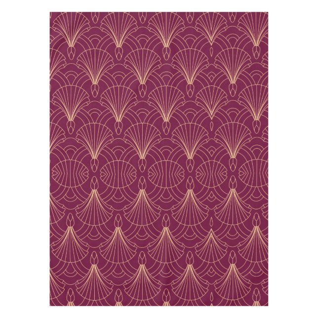 Art Deco pattern with gold geometric fan motifs  Tablecloth (Front)