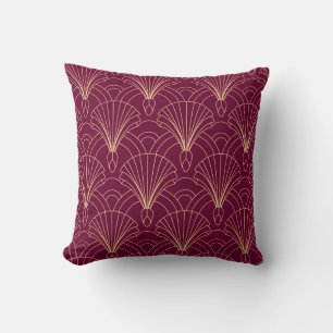 Art Deco pattern with gold geometric fan motifs  Throw Pillow