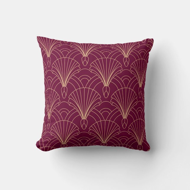 Art Deco pattern with gold geometric fan motifs  Throw Pillow (Front)