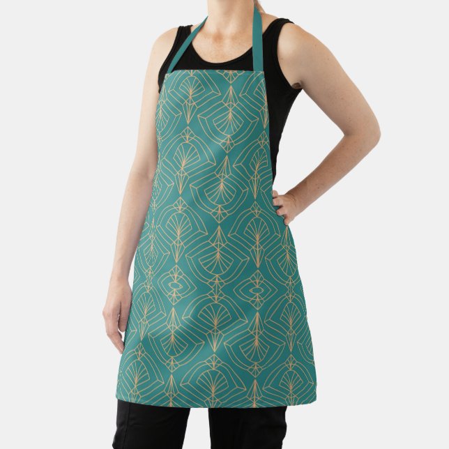 Art Deco pattern with gold geometric shapes  Apron (Insitu)