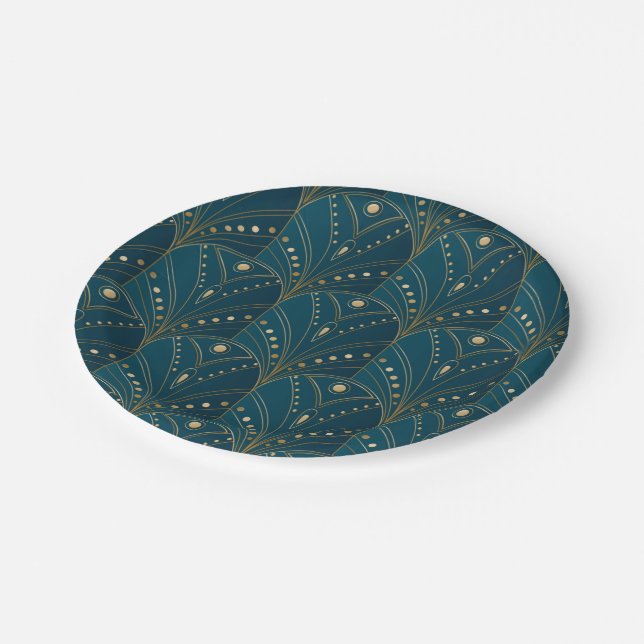 Art Deco pattern with gold geometric shapes Paper Plate (Angled)