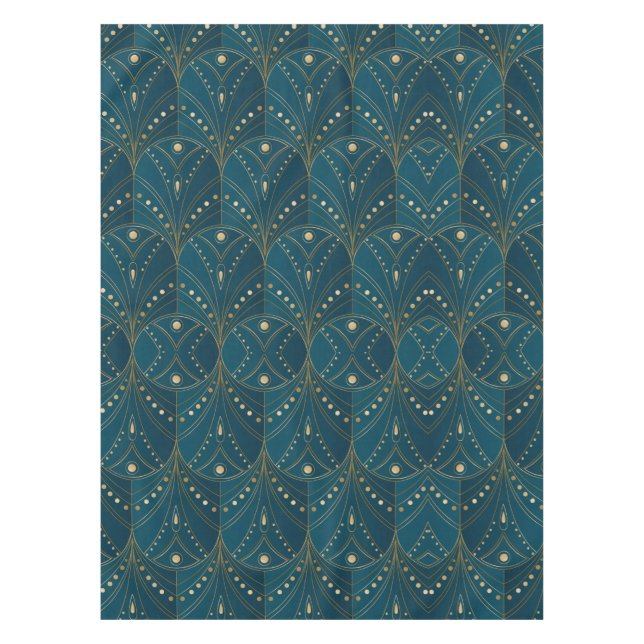 Art Deco pattern with gold geometric shapes Tablecloth (Front)