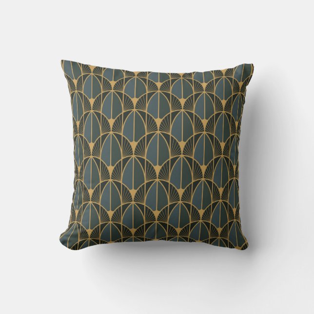 Art Deco pattern with gold geometric shapes Throw Pillow (Front)