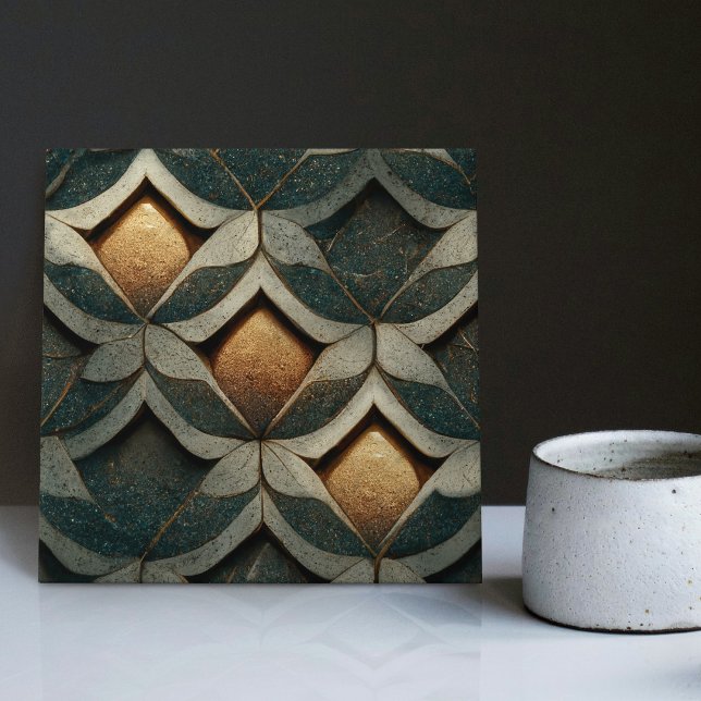 Art Deco Patterned Dice Three Decor Art Nouveau Tile (Creator Uploaded)