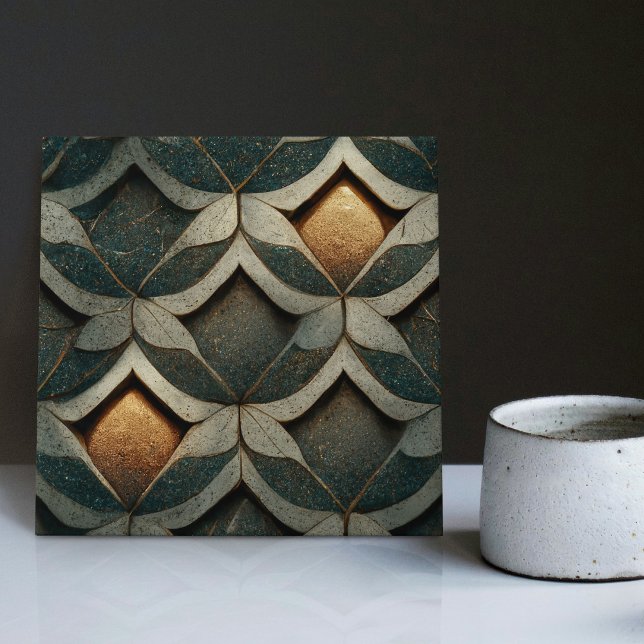 Art Deco Patterned Dice Two Blue Decor Art Nouveau Tile (Creator Uploaded)