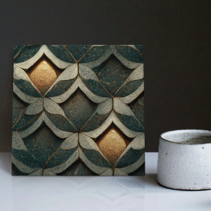 Art Deco Patterned Dice Two Blue Decor Art Nouveau Tile