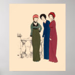 Art Deco Paul Poiret dresses by Paul Iribe Poster<br><div class="desc">This is a digitally enhanced print of a vintage 1908 Art Deco fashion illustration of three Paul Poiret dresses by Paul Iribe. You can customize the background colour.</div>