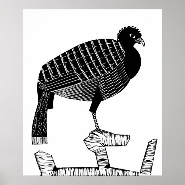 Art Deco Pauwie Bird animal wildlife Illustration Poster (Front)