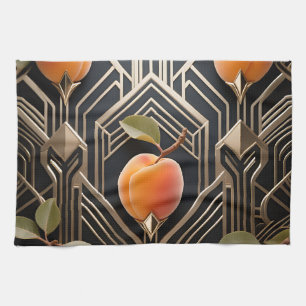 Art Deco Peach Pattern Kitchen Towel