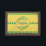 Art Deco Peacock Feather Monogram Stencil Border Tri-fold Wallet<br><div class="desc">This beautiful, intricate modern decorative wallet design looks vintage Art Deco / Art Nouveau 20's style. In the centre, you can add your name and monogram inside the circle made of an abstract peacock feather motif. The wallet has a repeating deco flourish stencil pattern that borders the top and bottom,...</div>