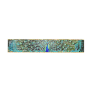 Art Deco Peacock Gold Glitter Old Hollywood Invitation Belly Band