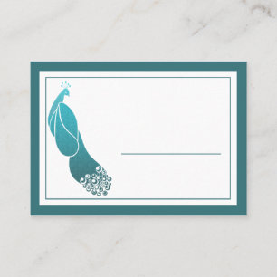 Art Deco Peacock in Teal Place Card Business Cards