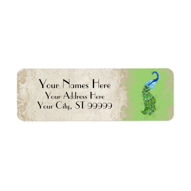 Art Deco Peacock Lime Green Matching Shipping (Front)