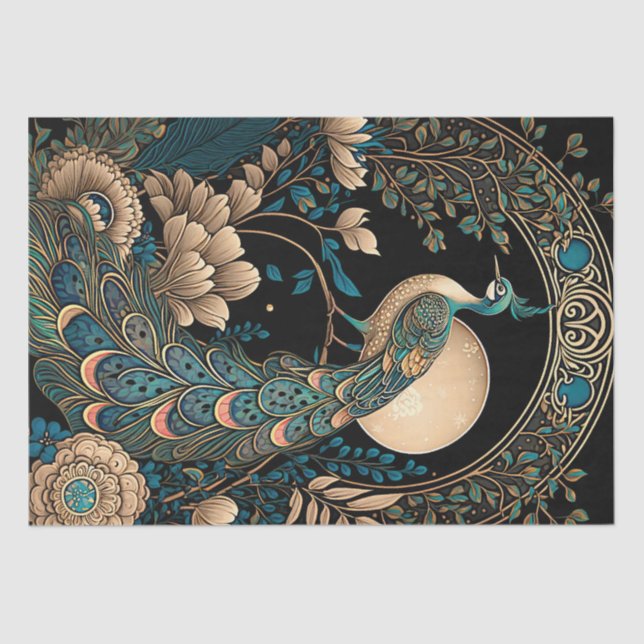 Art Deco Peacock Tissue Paper (Front)