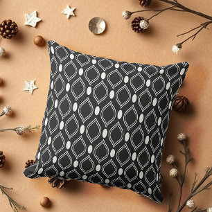 Art Deco Pearls Black And White Pattern Outdoor Pillow