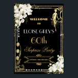 Art Deco Pearls White Floral Gatsby 20s Welcome Poster<br><div class="desc">Personalize this vintage art deco floral Great Gatsby roaring 20s theme welcome sign easily and quickly, simply press the customize it button to further re-arrange and format the style and placement of the text. Featuring a chic art deco frame, ivory white orchid and lily floral, sparkling pearls and black and...</div>