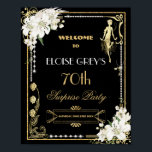 Art Deco Pearls White Flowers Gatsby 20s Welcome Poster<br><div class="desc">Personalize this vintage art deco floral Great Gatsby roaring 20s theme welcome sign easily and quickly, simply press the Edit Using Design Tool button to further re-arrange and format the style and placement of the text. Featuring a chic art deco frame, ivory white orchid and lily floral, sparkling pearls and...</div>