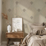 Art Deco Peel & Stick Beige & Cream Geometric Wallpaper<br><div class="desc">Revamp your living space with this stylish Art Deco Peel & Stick wallpaper, featuring an elegant geometric design. The pattern showcases a sophisticated palette of beige, taupe, cream, and soft grey, forming striking fan and diamond shapes that epitomize the classic Art Deco style. Perfect for creating a feature wall or...</div>
