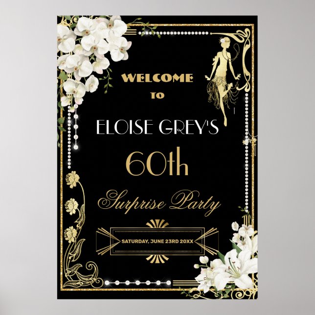 Art Déco Perles Blanc Floral Gatsby 20s Accueil (Devant)