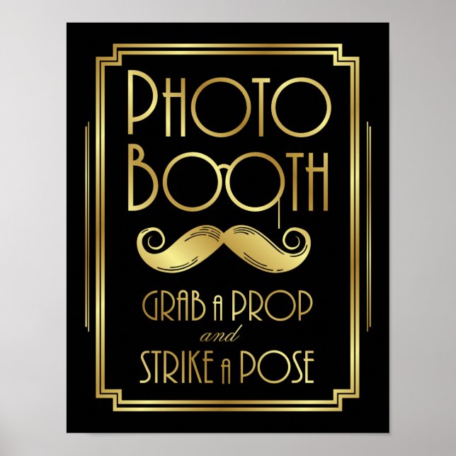 Art Deco PHOTO BOOTH GRAB A PROP Sign Print (Front)