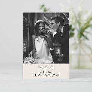 Art Deco Photo Ivory Black Elegant Wedding Custom Thank You Card