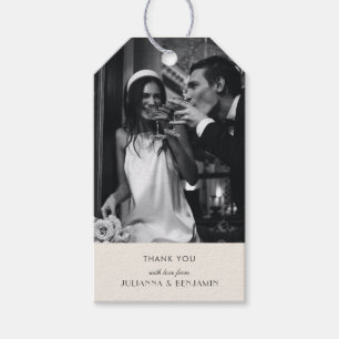 Art Deco Photo Thank You Ivory Black Wedding  Gift Tags