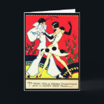 Art Deco Pierrot & Pierette Vintage Christmas Card<br><div class="desc">Personalize this lovely Vintage Christmas Card with your own greeting and signature. Inside left blank to add your own verse,  greeting etc. Just use the customize button to add printed version if required.</div>