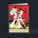 Art Deco Pierrot & Pierette Vintage Christmas Card<br><div class="desc">Personalize this lovely Vintage Christmas Card with your own greeting and signature. Inside left blank to add your own verse,  greeting etc. Just use the customize button to add printed version if required.</div>